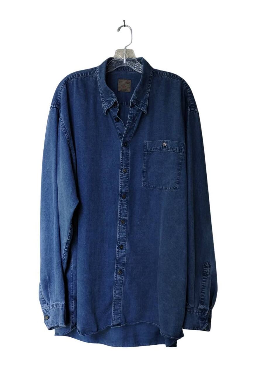 Scott Barber Men's 100% Lyocel Chambray Button down Shirt Blue XL Tall $225